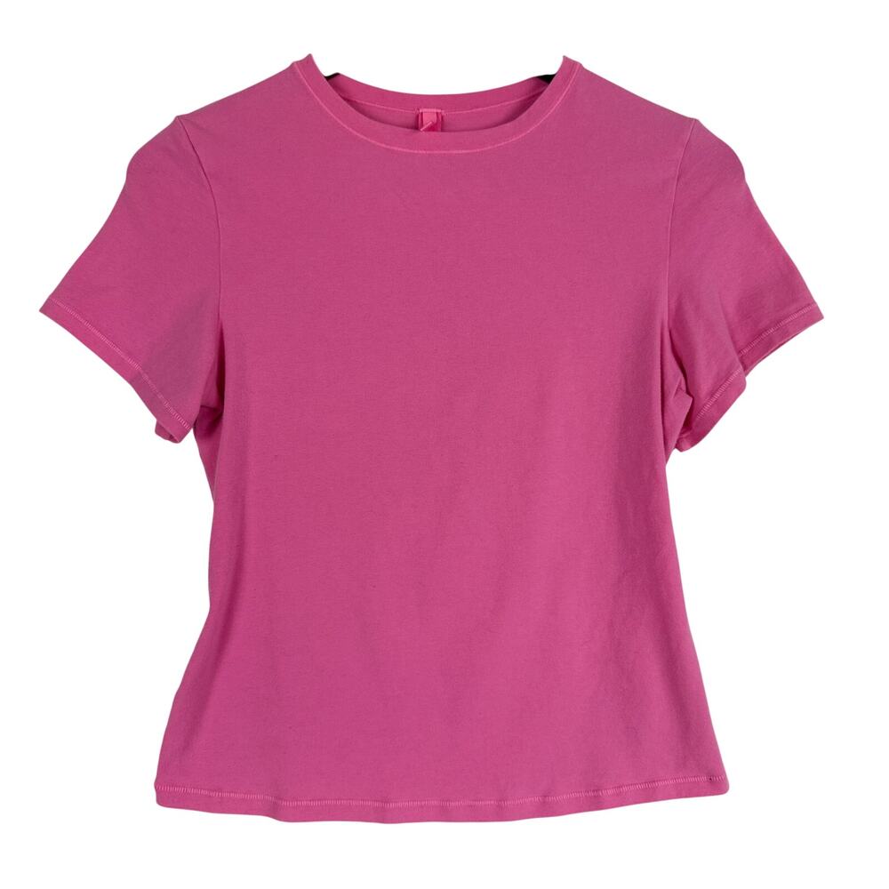 Skims Cotton Terry Jersey T-Shirt Pink Baby Tee - L